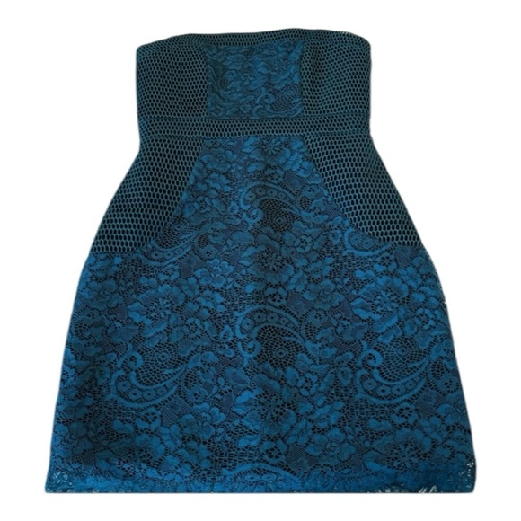 Lovers & Friends Lace Teal Bodycon Party Cocktail Strapless Mini Dress Size S - Picture 10 of 15